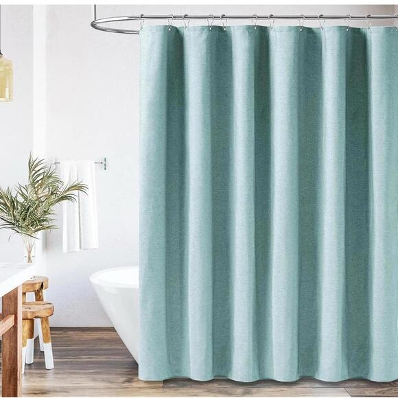 BTTN bath Blue Shower Curtain, 72"x78" Linen Texture - Picture 3 of 4